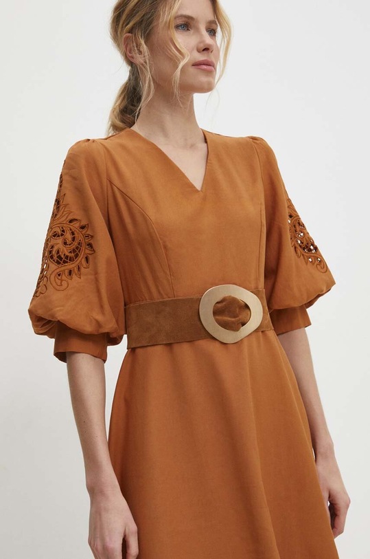 Answear Lab curea din piele intoarsa maro C010.HWK