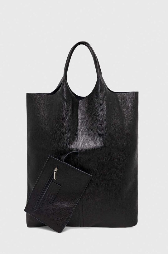 Answear Lab poseta de piele uni negru 5200151.HWK