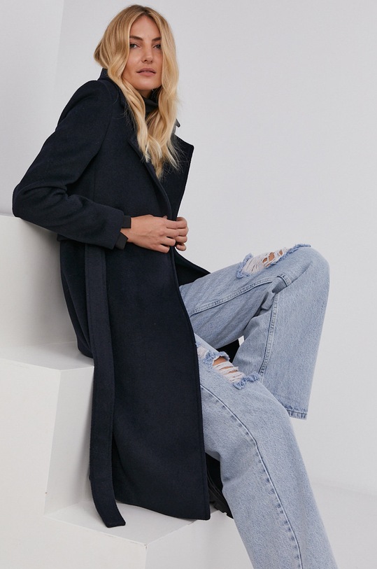 Answear Lab Płaszcz bez kaptura granatowy WA21.KPD008