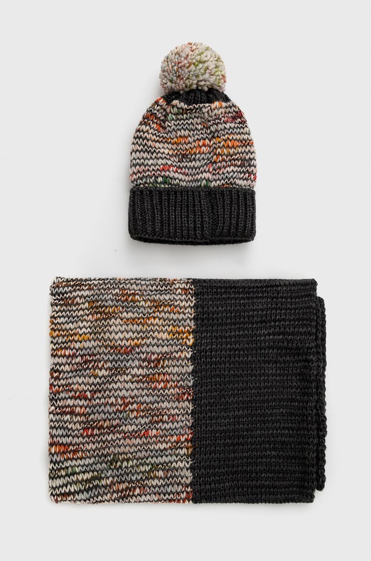 Answear Lab czapka i komin z wełną z domieszką wełny szary 2205017.008.DB