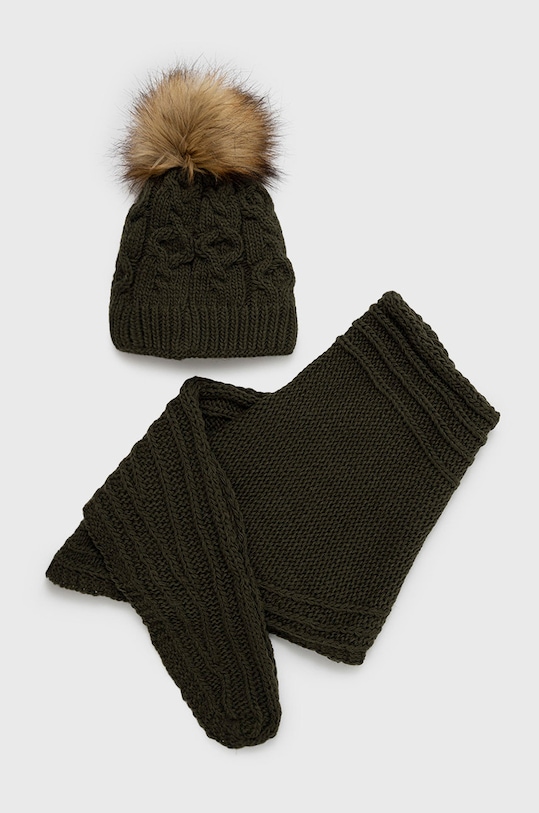Answear.LAB czapka i szalik pozostałe zielony 2205035.014.DB