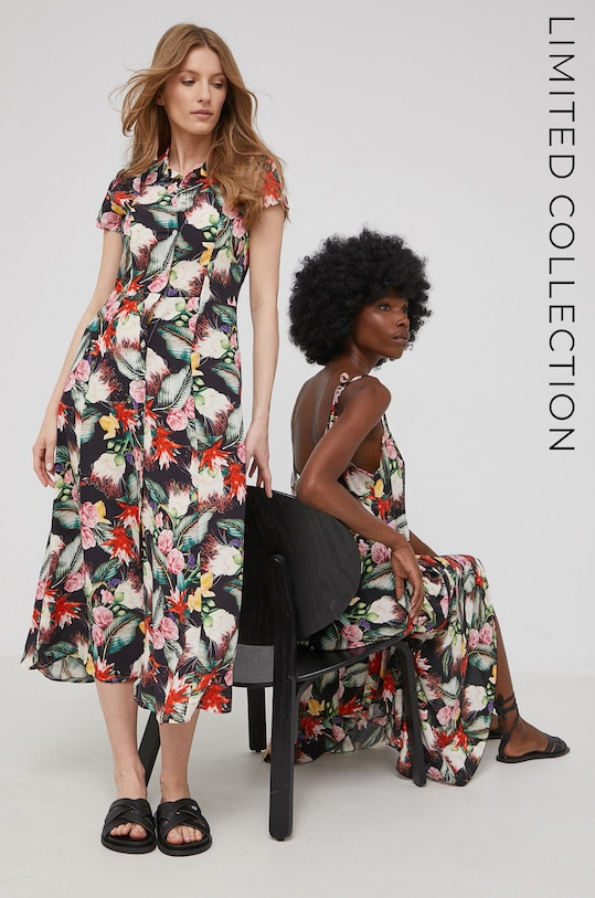 Šaty Answear.LAB x limitovaná festivalová kolekcia BE BRAVE viskóza čierna no.12B.39059B.AA