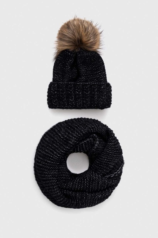 Answear Lab caciula si fular din lana cu modele negru WA23.CAD00I.db