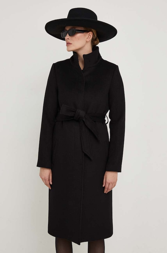 Vlnený kabát Answear.LAB WA23.KPD004 čierna WA23