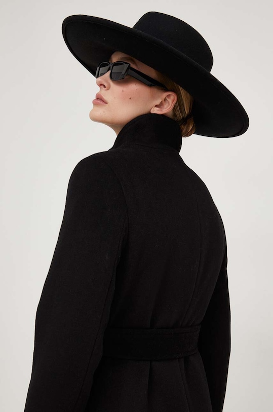 Vlnený kabát Answear.LAB čierna WA23.KPD004