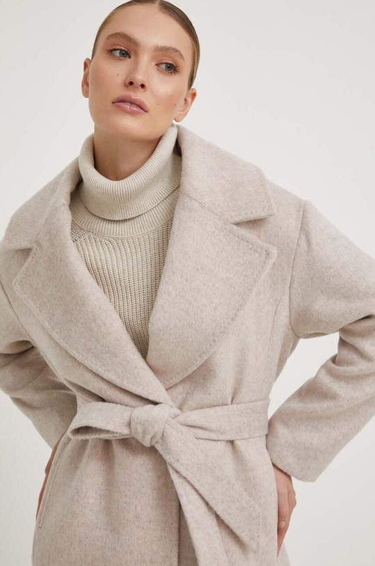 Answear Lab płaszcz wełniany beżowy WA23.KPD010