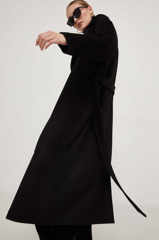 Вълнено палто Answear Lab черен WA23.KPD012