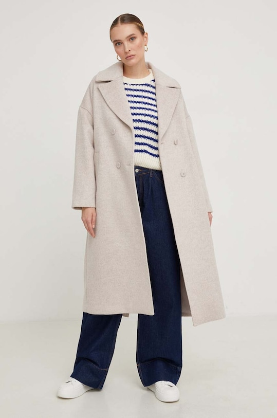 Answear Lab palton de lana WA22.KPD015 bej WA23