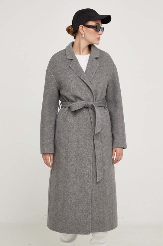 Answear Lab płaszcz wełniany WA23.KPD021 szary WA23