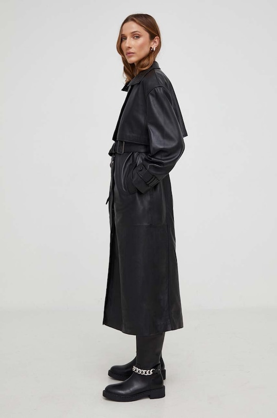 Answear Lab płaszcz skórzany X kolekcja limitowana NO SHAME WA23.KPD100 czarny