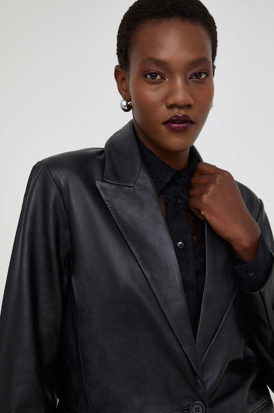 Answear Lab marynarka skórzana X kolekcja limitowana NO SHAME WA23.KZD002 czarny