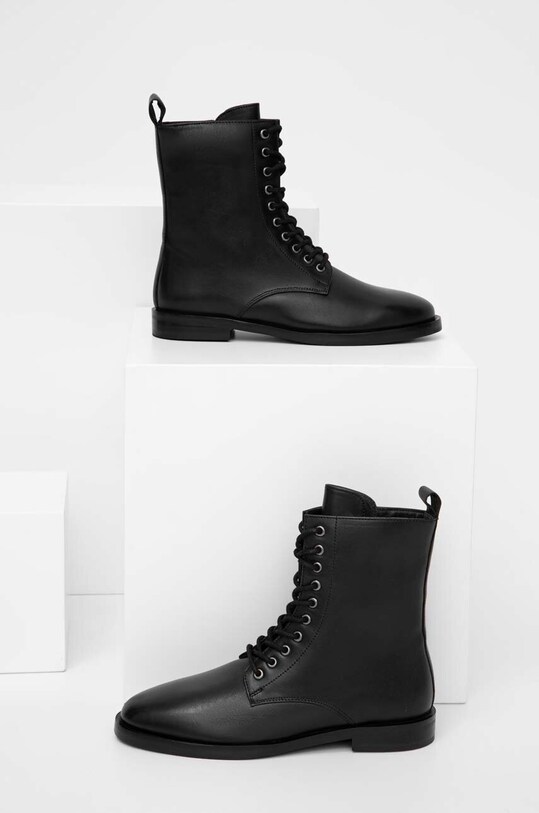 Answear Lab cizme de piele cu snur negru L.2206016.AT