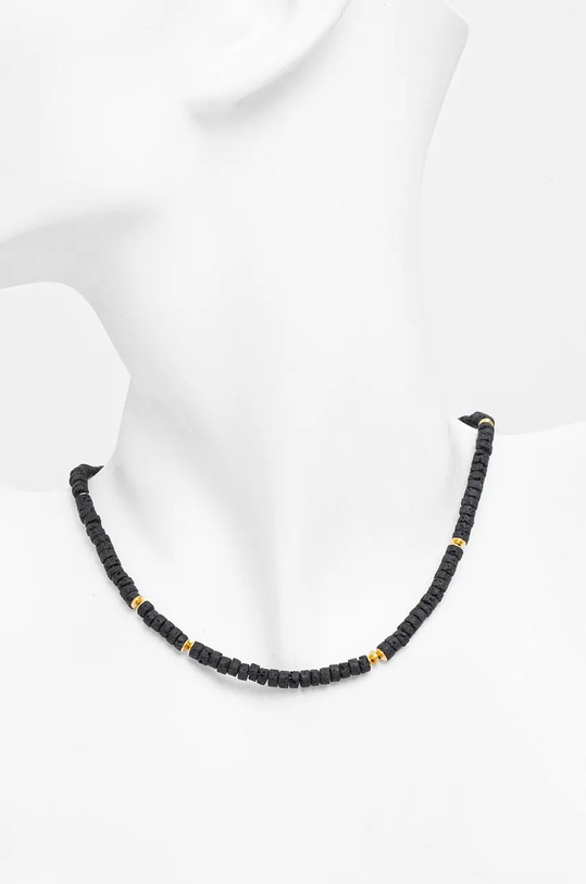 Answear.LAB naszyjnik ręcznie wykonany, pozłacany z lawą wulkaniczną czarny WA24.AKD00B