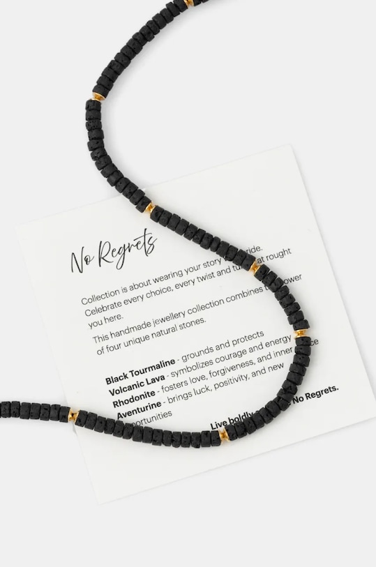 Answear.LAB naszyjnik ręcznie wykonany, pozłacany z lawą wulkaniczną WA24.AKD00B czarny