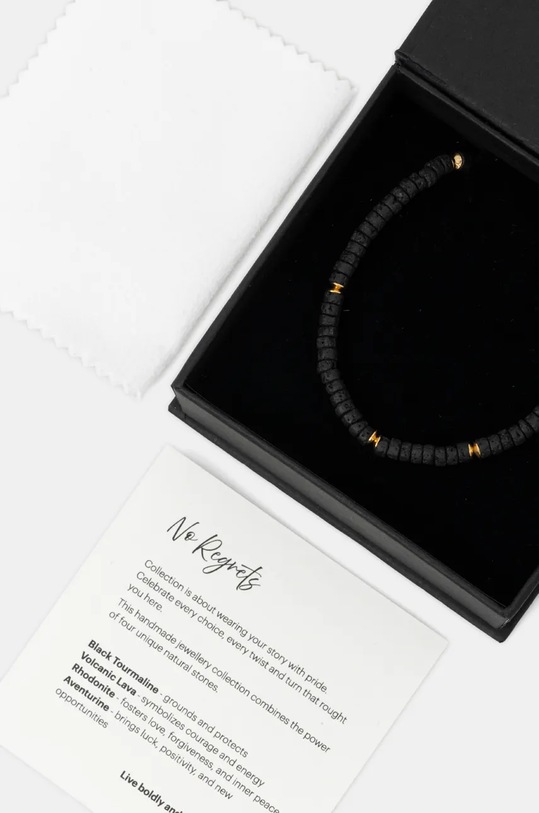 Answear.LAB naszyjnik ręcznie wykonany, pozłacany z lawą wulkaniczną WA24.AKD00B