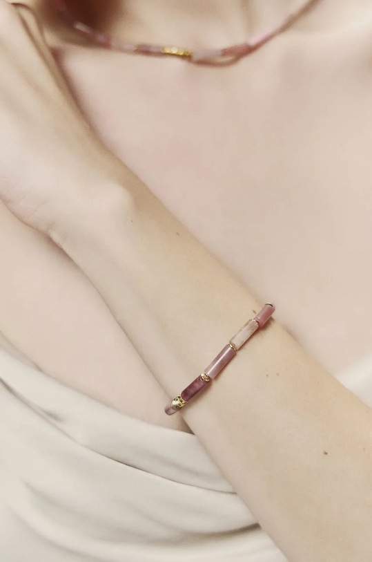 Answear.LAB bransoletka ręcznie wykonana, pozłacana z rodonitem WA24.AKD00D