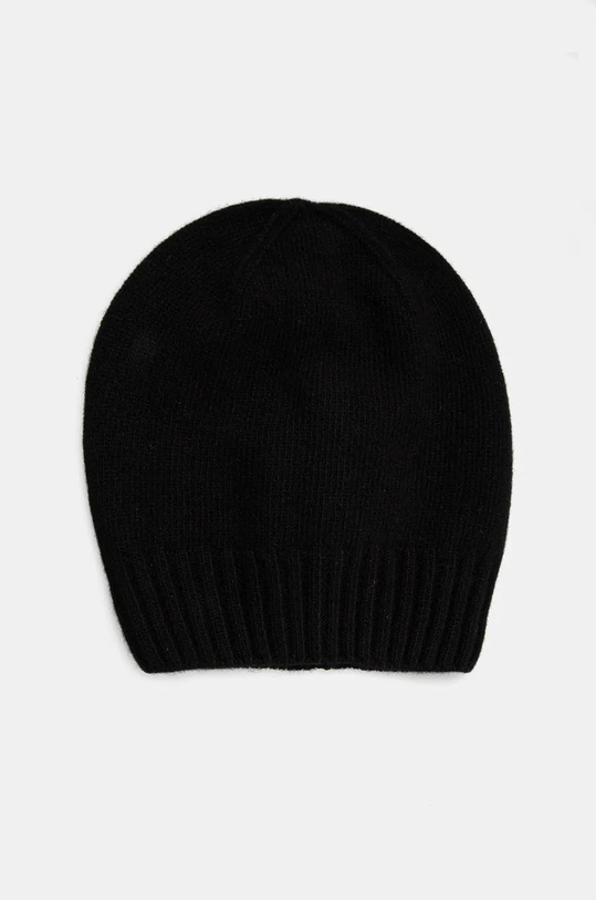 Answear.LAB czapka merino z domieszką kaszmiru melanż czarny WA24.CAD001
