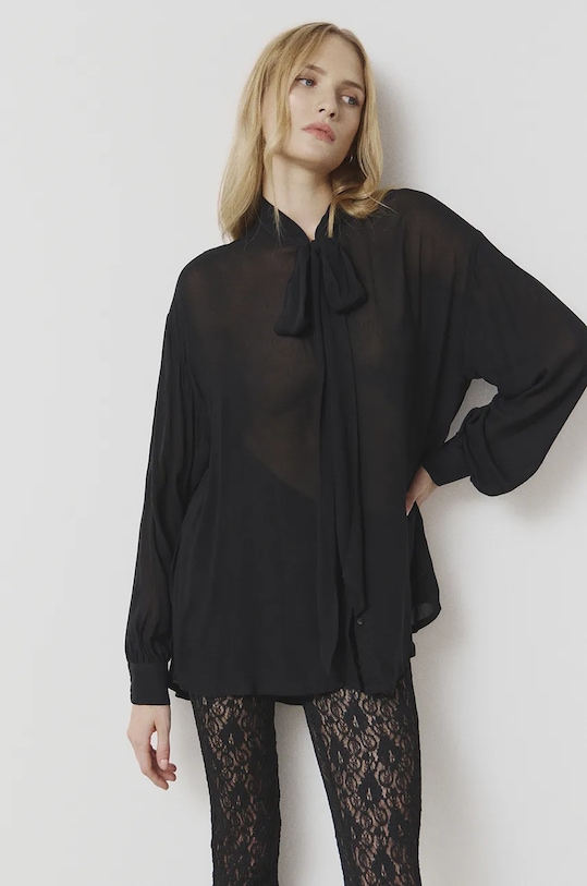 Answear.LAB koszula długi czarny WA24.KDD006