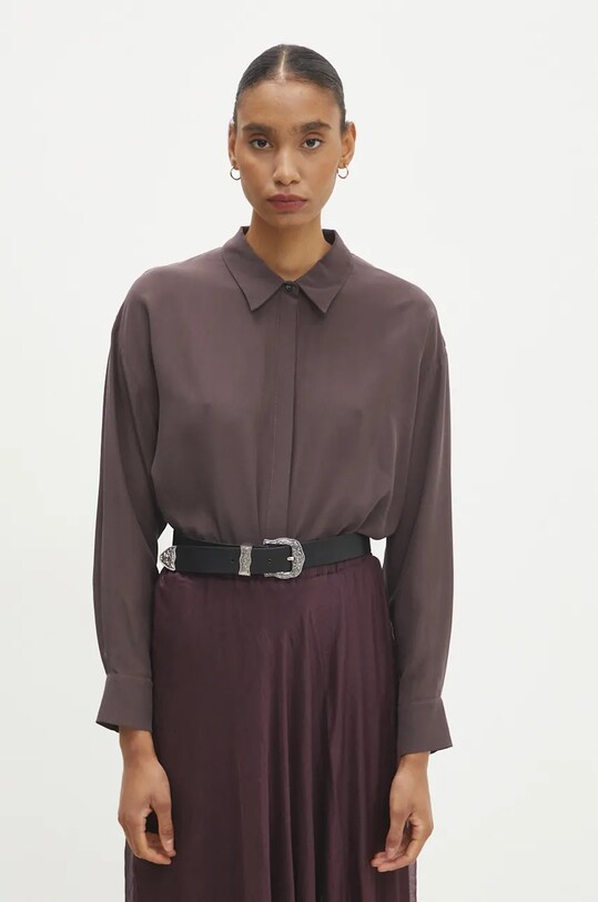 Answear.LAB koszula jedwabna brązowy WA24.KDD010