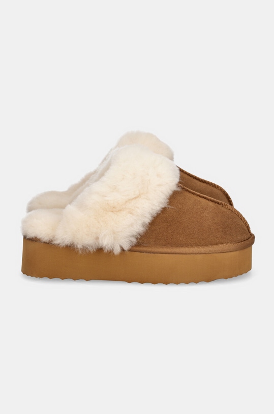Answear Lab papuci din piele intoarsa AW25.19.cd maro WA24