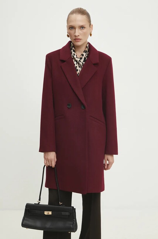 Answear Lab palton de lana burgundia WA24.KPD003