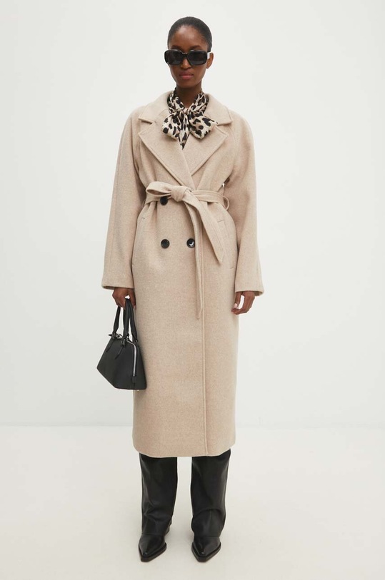 Answear.LAB płaszcz wełniany beżowy WA24.KPD006