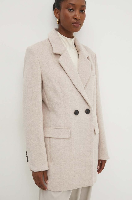 Answear.LAB płaszcz wełniany beżowy WA24.KPD019