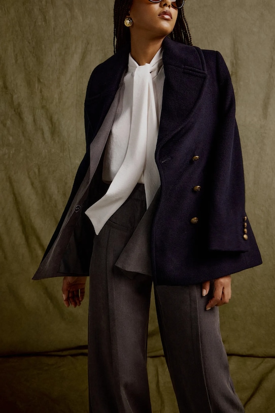 Answear Lab palton de lana cu captuseala bleumarin WA24.KPD020