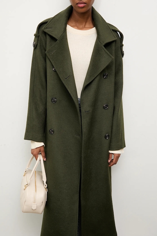 Answear.LAB płaszcz wełniany WA24.KPD021 zielony WA24