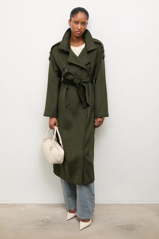 Odzież Answear.LAB płaszcz wełniany WA24.KPD021 zielony