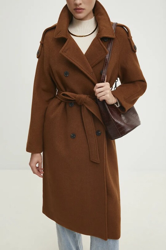 Vlnený kabát Answear.LAB WA24.KPD021 hnedá WA24