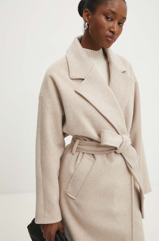 Answear Lab palton de lana bej WA24.KPD024
