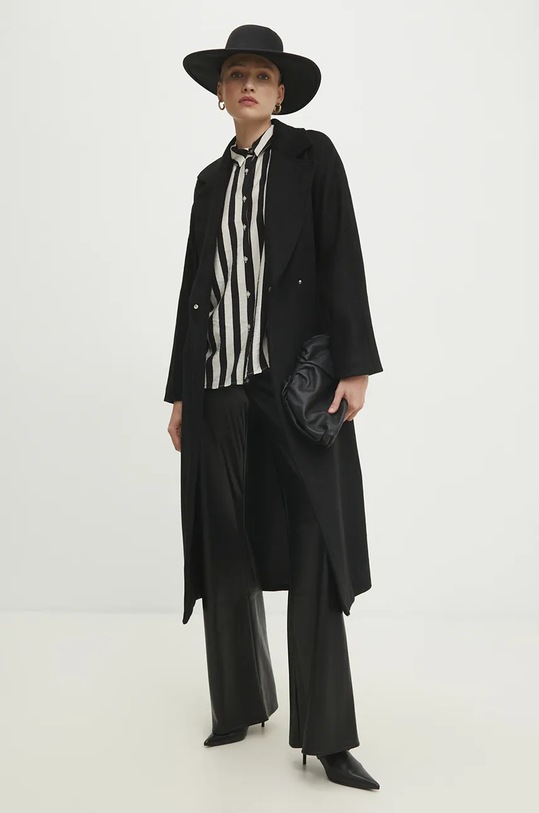 Шерстяное пальто Answear.LAB WA24.KPD026 чёрный WA24