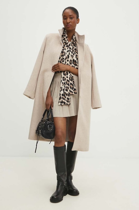 Vlnený kabát Answear.LAB bez kapucne béžová WA23..KPD005