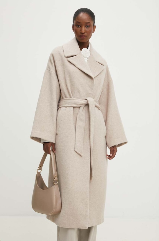 Vlnený kabát Answear.LAB béžová WA23..KPD008