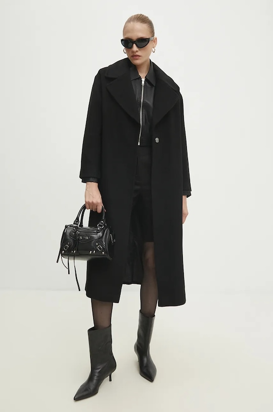 Vlnený kabát Answear.LAB WA23..KPD012 čierna WA24
