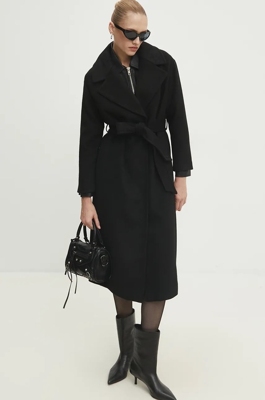 Vlnený kabát Answear.LAB čierna WA23..KPD012