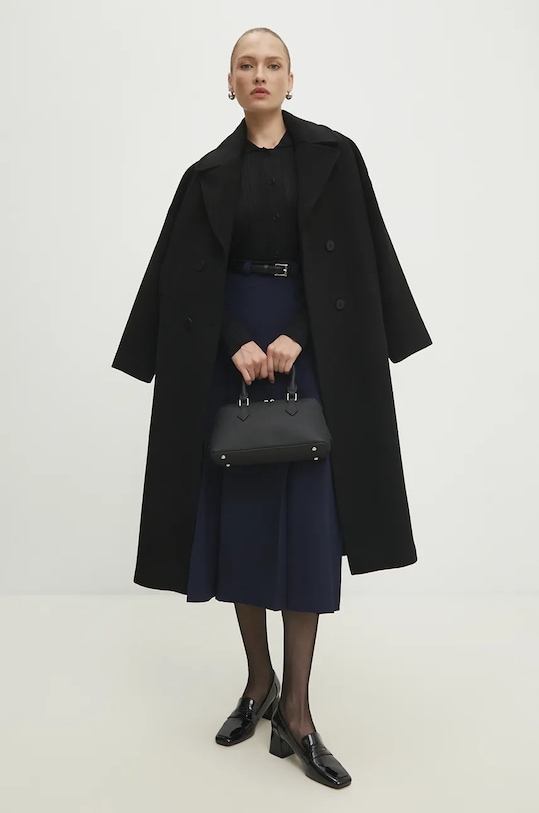 Vlnený kabát Answear.LAB WA23..KPD014 čierna WA24