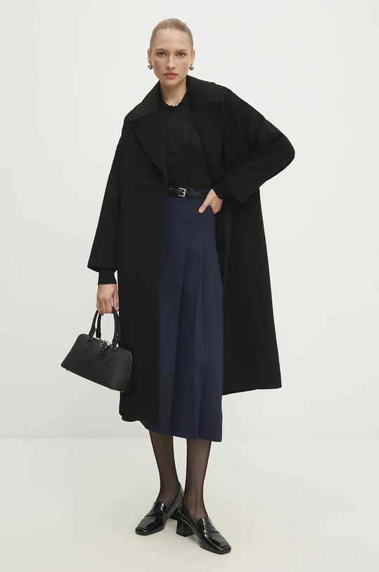 Vlnený kabát Answear.LAB čierna WA23..KPD014