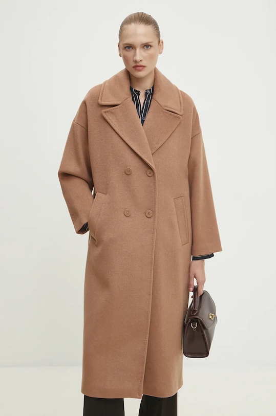 Vlnený kabát Answear.LAB WA23..KPD016 hnedá