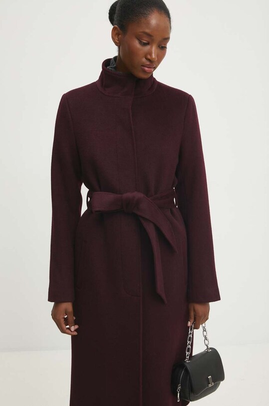 Answear Lab palton de lana WA23.KPD004.. burgundia