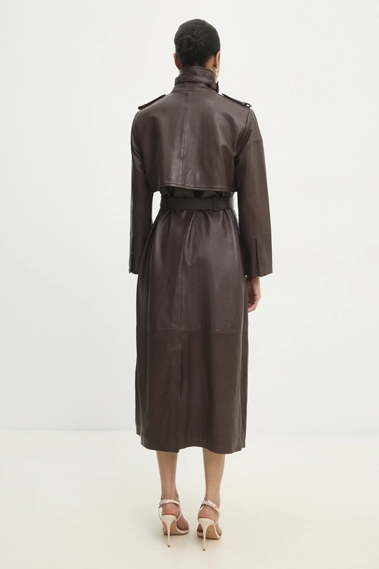 Odzież Answear.LAB płaszcz skórzany WA24.KPD101 brązowy