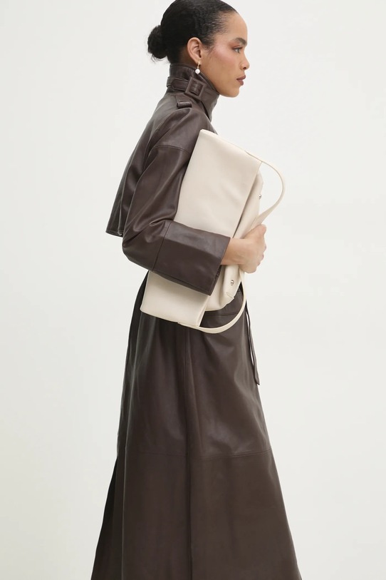 Answear.LAB płaszcz skórzany WA24.KPD101 brązowy