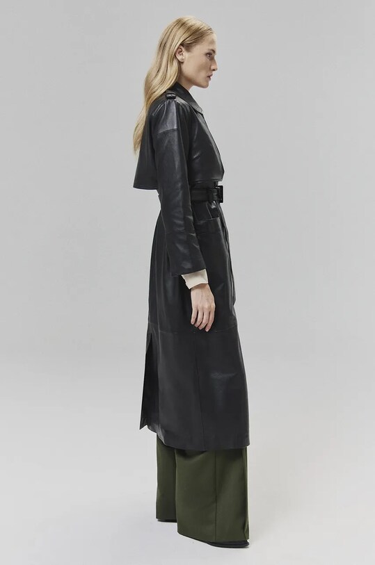 Answear Lab palton de piele cu captuseala negru WA24.KPD101