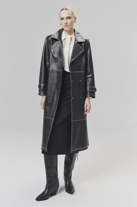 Answear Lab płaszcz skórzany WA24.KPD102 czarny WA24