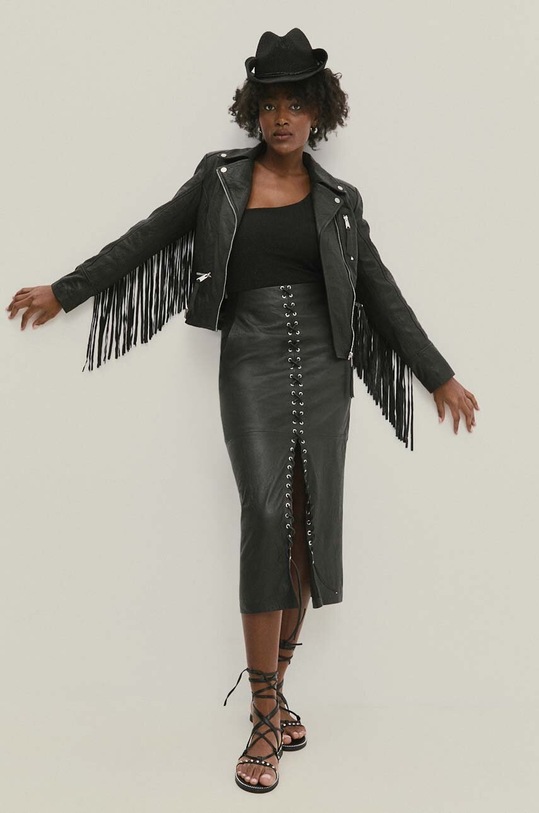 Answear Lab geaca ramones de piele WA24.KUD002 negru WA24