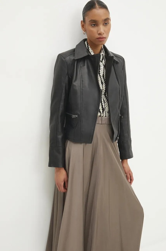 Answear Lab ramoneska skórzana nieocieplane czarny WA24.KUD102