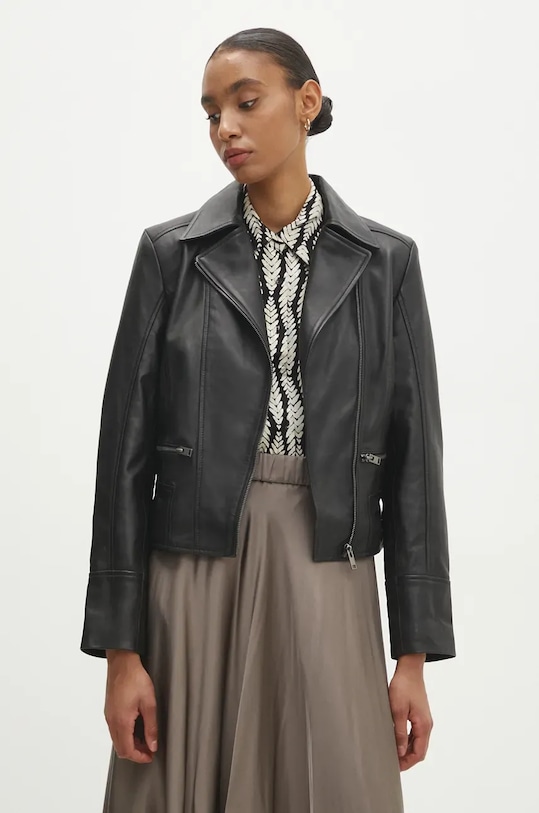 Answear Lab ramoneska skórzana WA24.KUD102 czarny