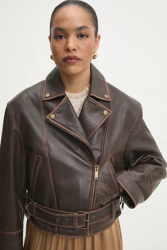 Kožená bunda Answear.LAB WA24.KUD103 hnedá