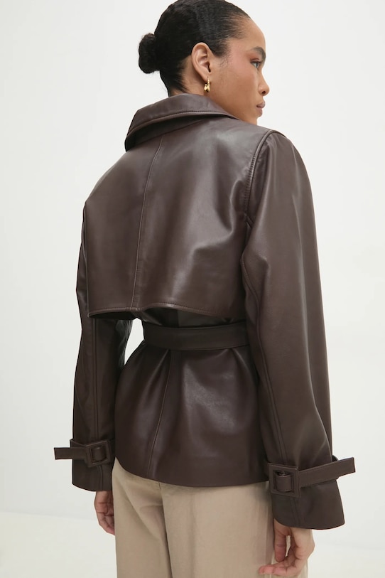 Шкіряна куртка Answear Lab лицьова шкіра коричневий WA24.KPD103